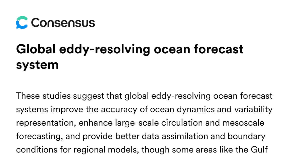 Global Eddy-resolving Ocean Forecast System - Consensus Academic Search ...