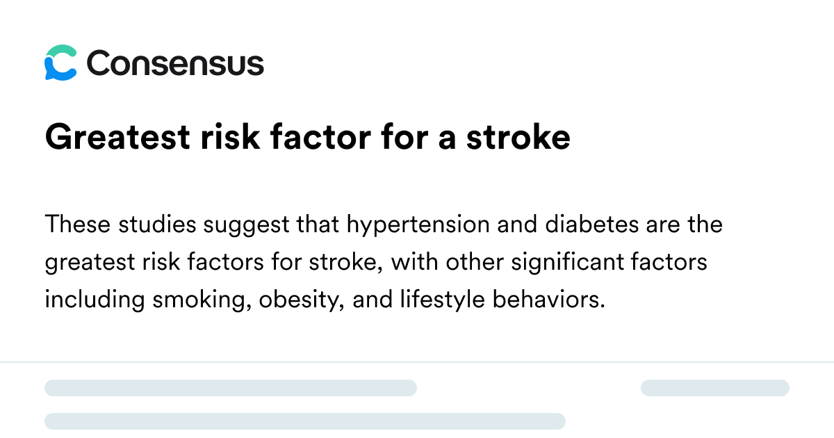 Greatest Risk Factor For A Stroke - Consensus Academic Search Engine