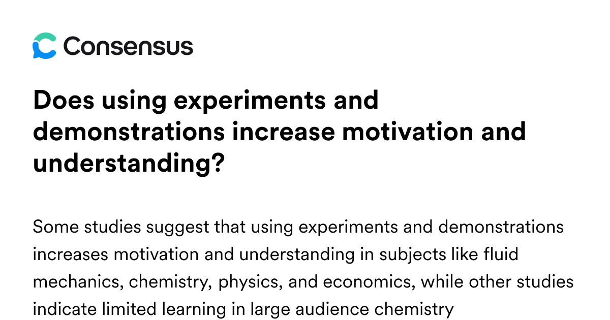 Does Using Experiments And Demonstrations Increase Motivation And ...