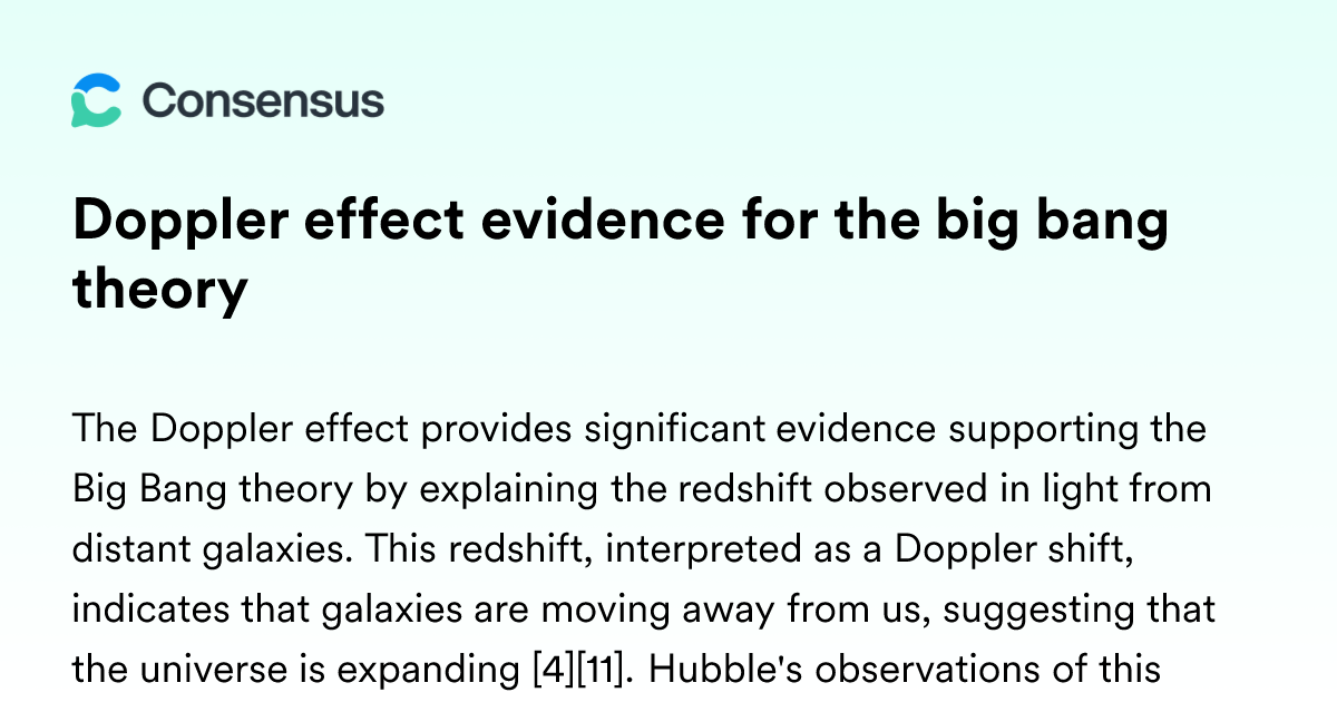 Doppler Effect Evidence For The Big Bang Theory - Consensus Academic ...