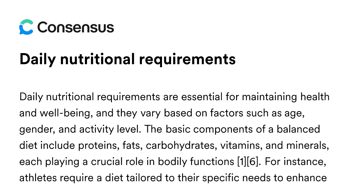Daily Nutritional Requirements - Consensus Academic Search Engine