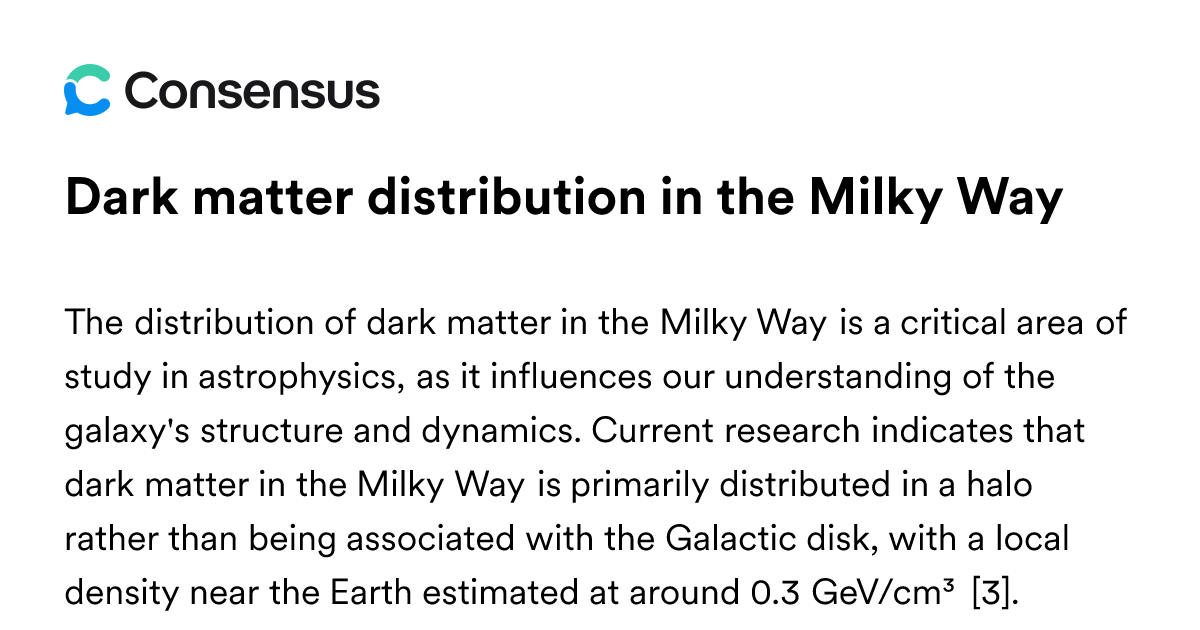 Dark Matter Distribution In The Milky Way - Consensus Academic Search ...