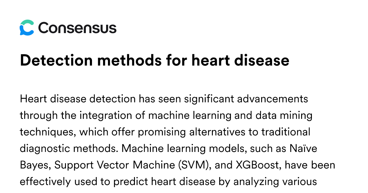 Detection Methods For Heart Disease - Consensus Academic Search Engine
