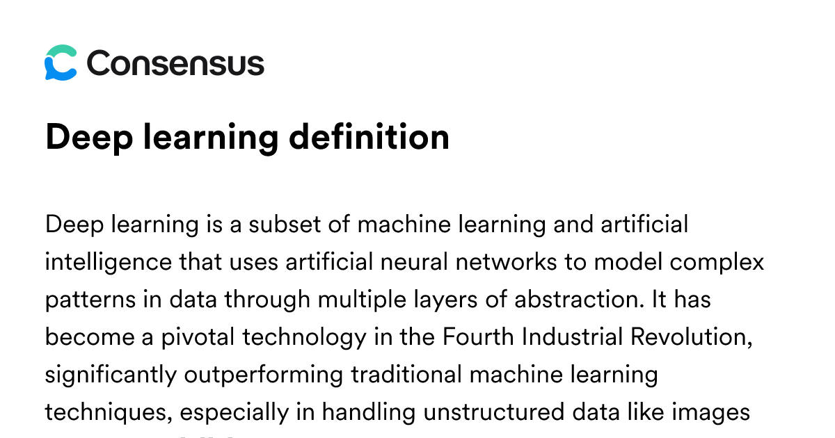 Deep Learning Definition - Consensus Academic Search Engine