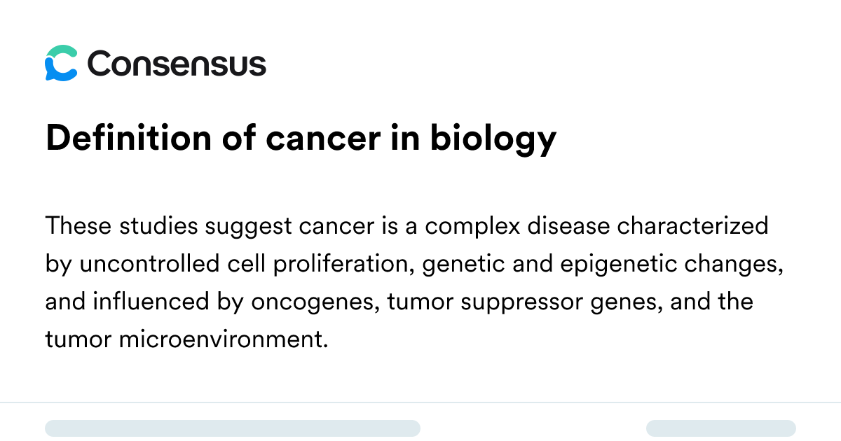 Definition Of Cancer In Biology - Consensus Academic Search Engine