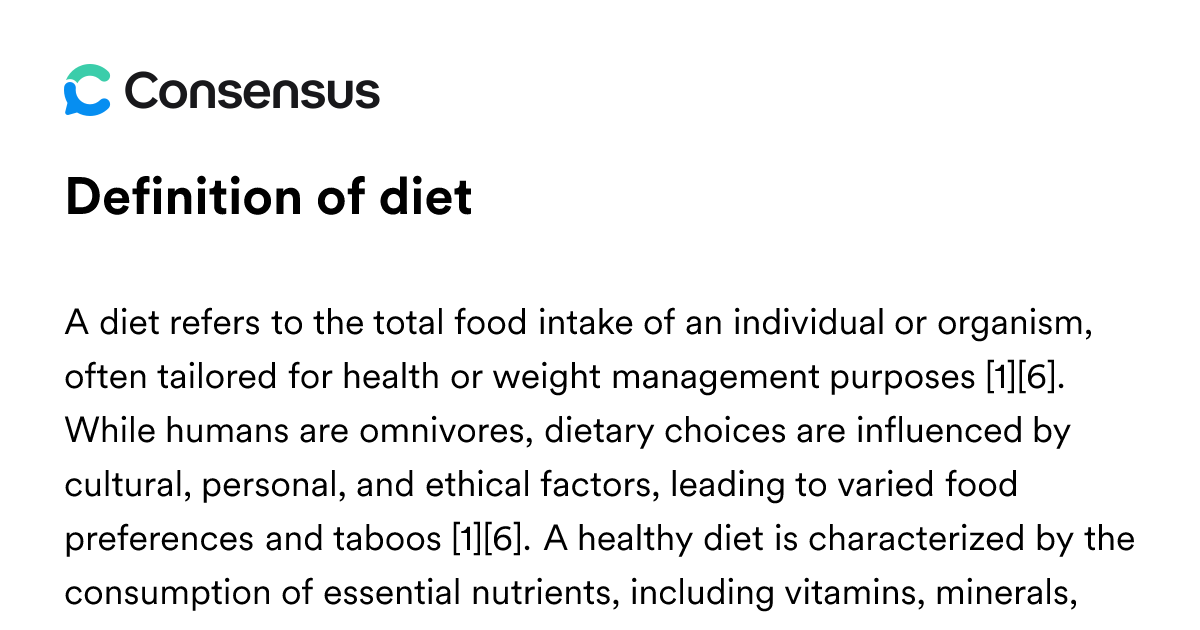 Definition Of Diet - Consensus Academic Search Engine