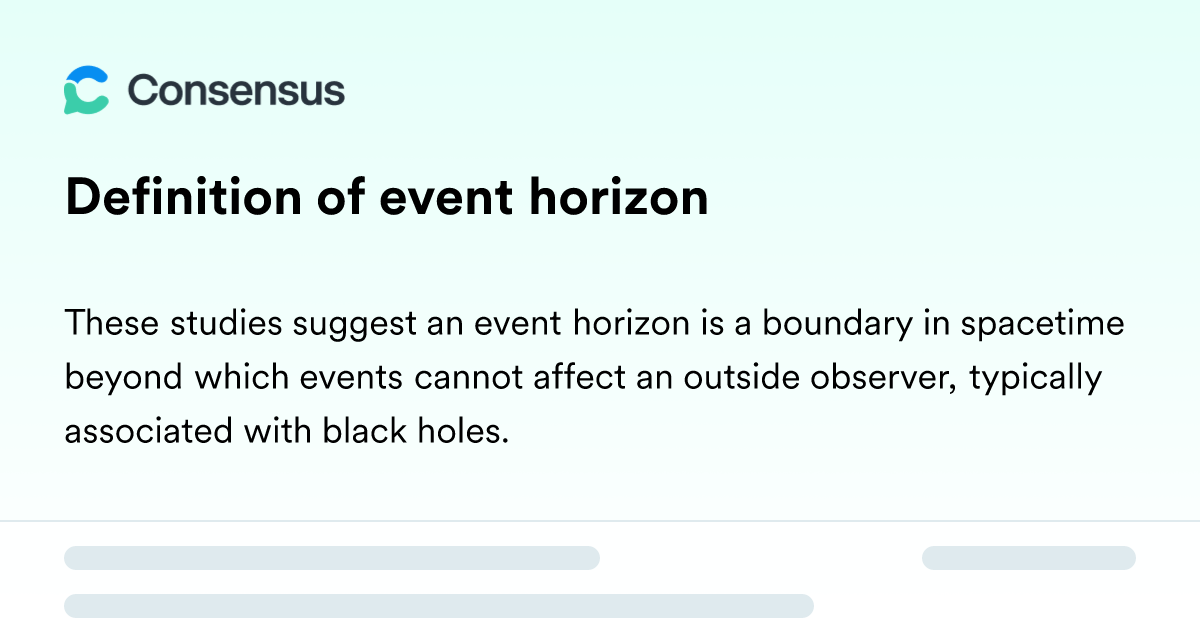 Definition Of Event Horizon - Consensus Academic Search Engine
