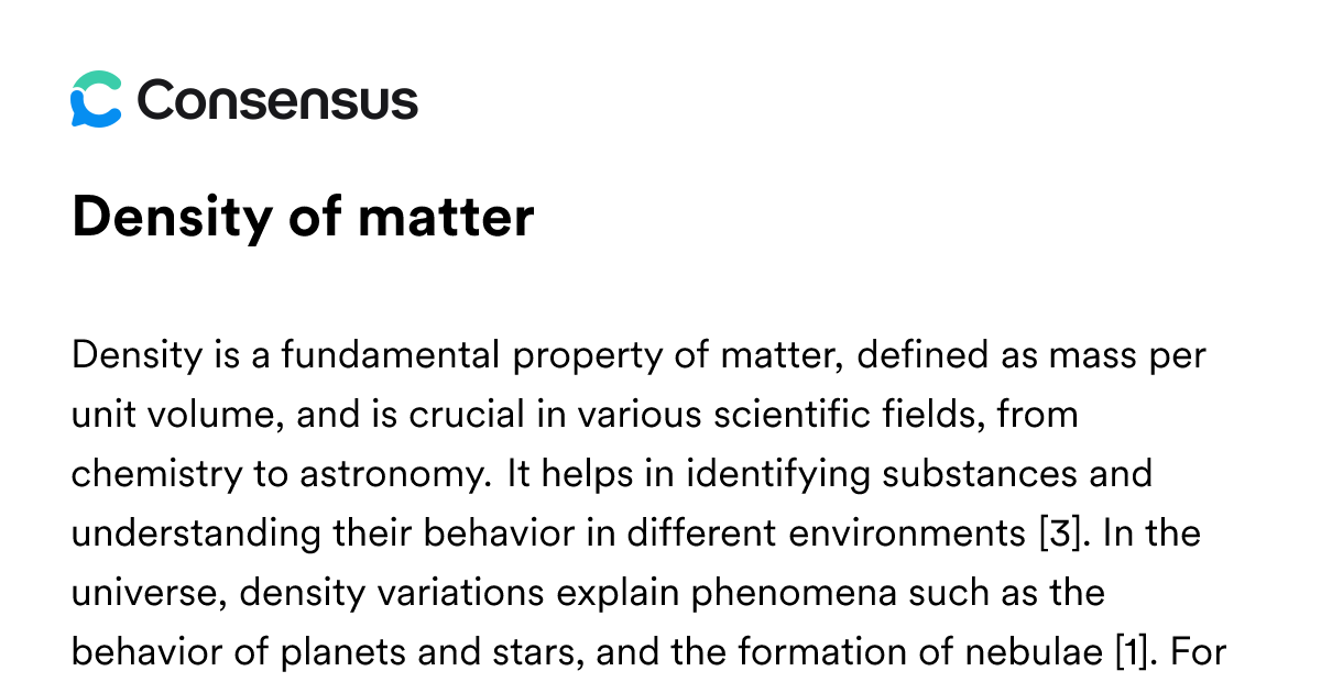 Density Of Matter - Consensus Academic Search Engine