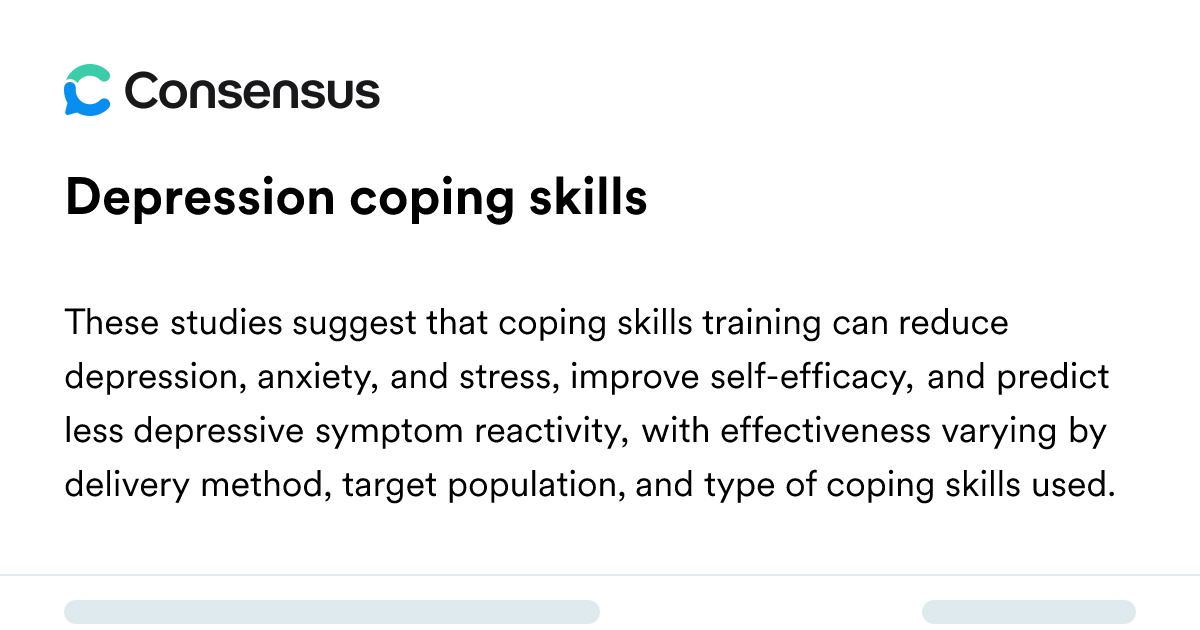 Depression Coping Skills - Consensus Academic Search Engine