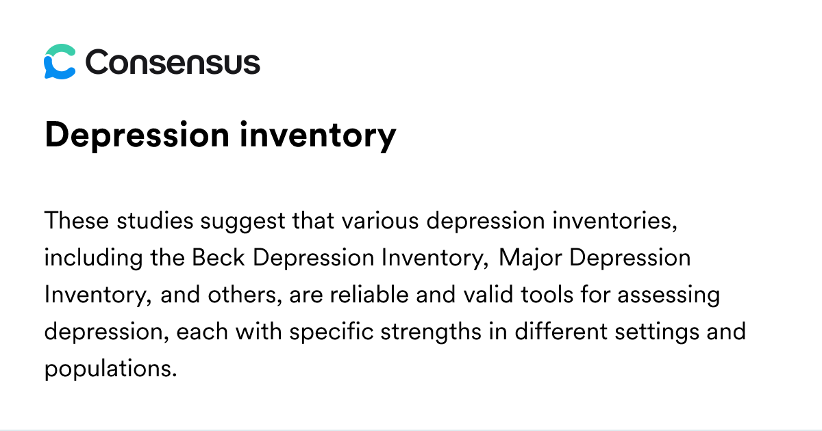 Depression Inventory - Consensus Academic Search Engine