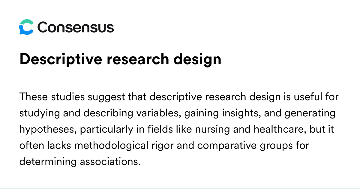 Descriptive Research Design - Consensus Academic Search Engine