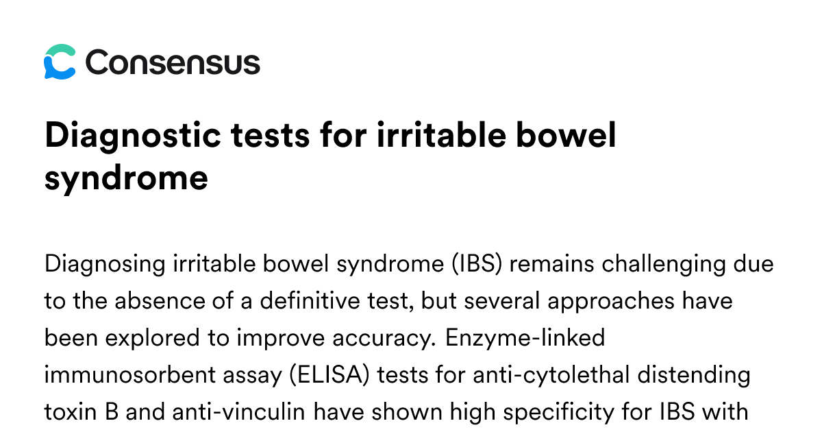 Diagnostic Tests For Irritable Bowel Syndrome - Consensus Academic ...