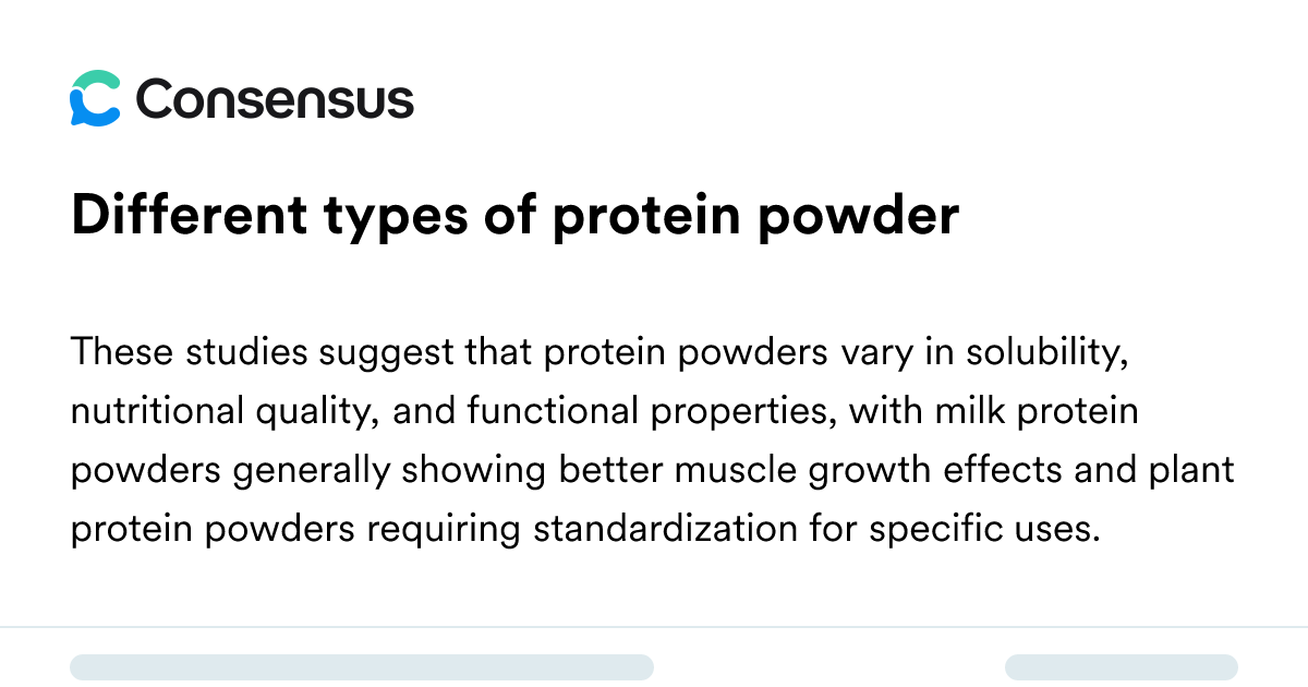 Different Types Of Protein Powder - Consensus Academic Search Engine