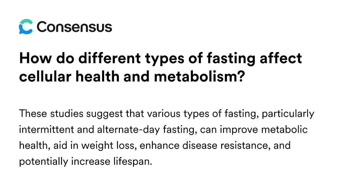 How Do Different Types Of Fasting Affect Cellular Health And Metabolism ...