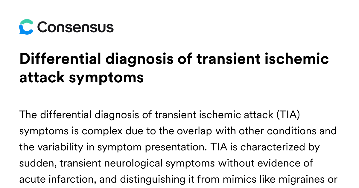 Differential Diagnosis Of Transient Ischemic Attack Symptoms ...