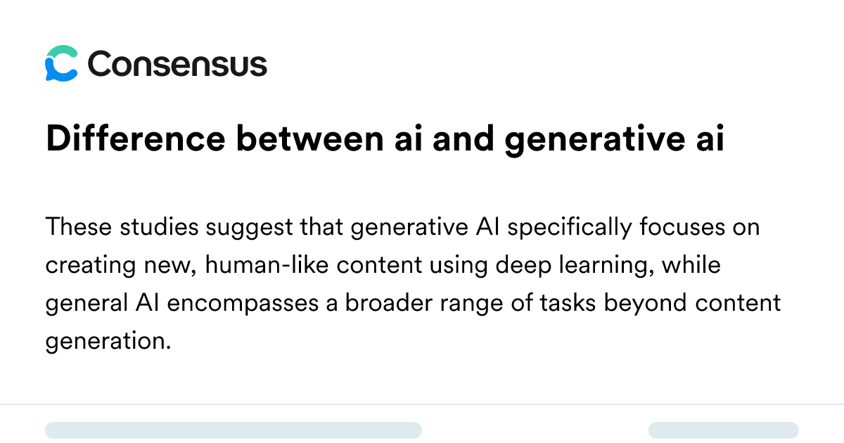 Difference Between Ai And Generative Ai - Consensus Academic Search Engine