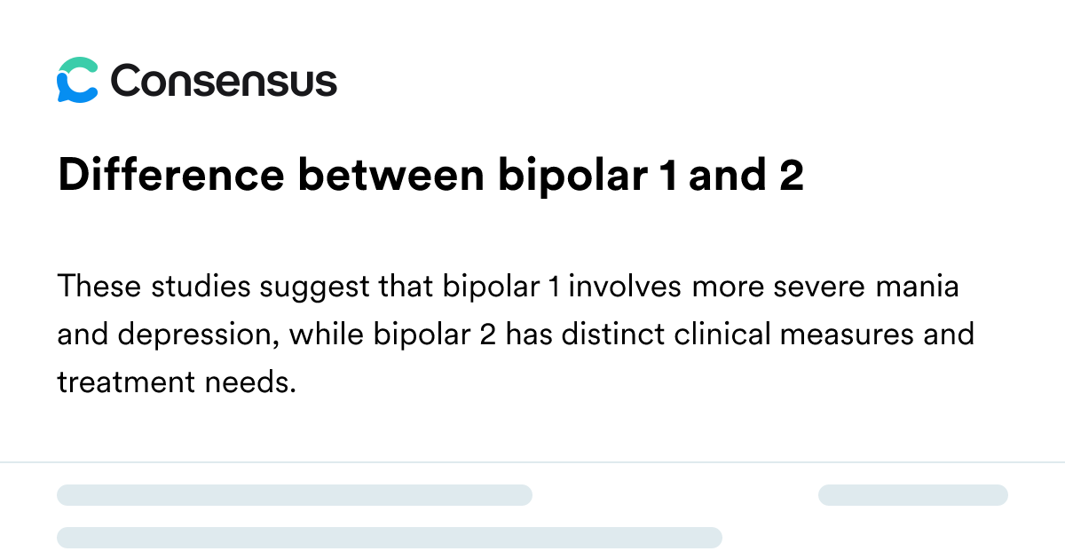 Difference Between Bipolar 1 And 2 - Consensus Academic Search Engine