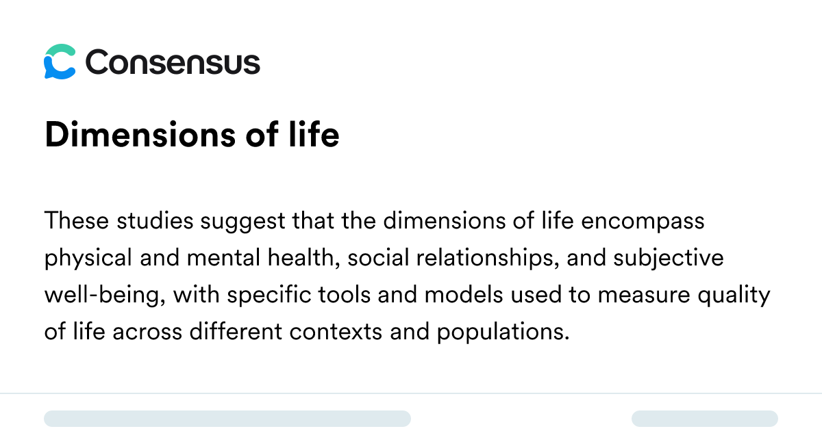 Dimensions Of Life - Consensus Academic Search Engine