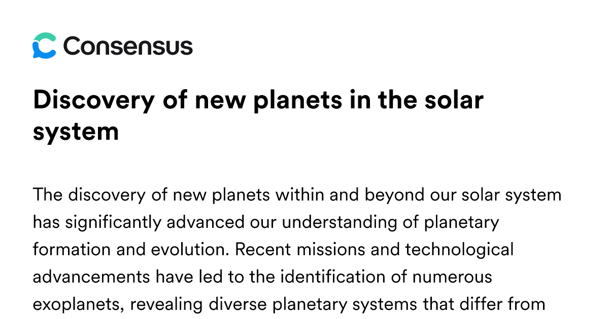 Discovery Of New Planets In The Solar System - Consensus Academic ...