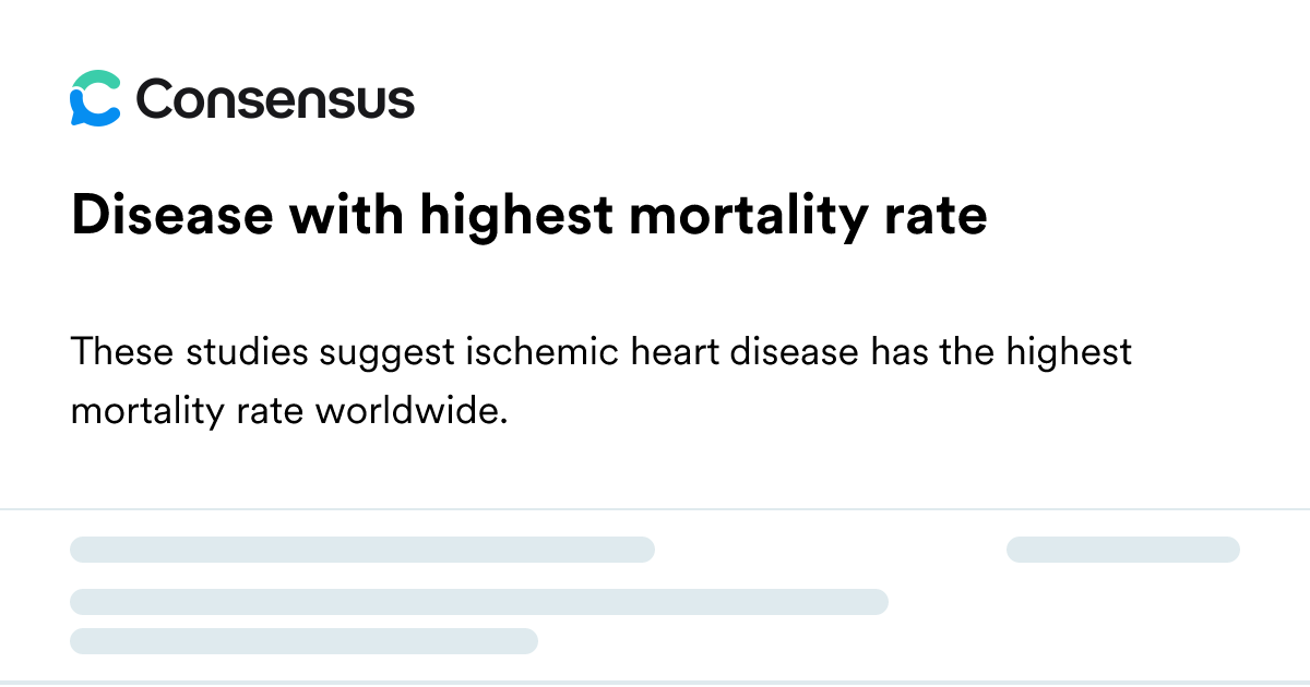 Disease With Highest Mortality Rate - Consensus Academic Search Engine