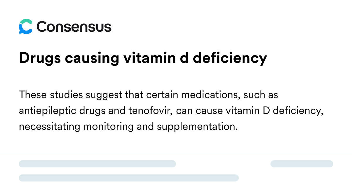 Drugs Causing Vitamin D Deficiency - Consensus Academic Search Engine