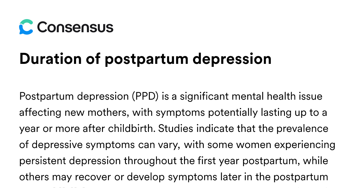 Duration Of Postpartum Depression - Consensus Academic Search Engine