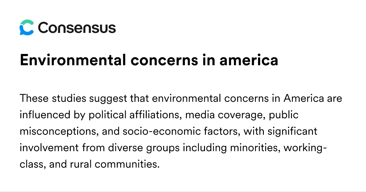 Environmental Concerns In America - Consensus Academic Search Engine