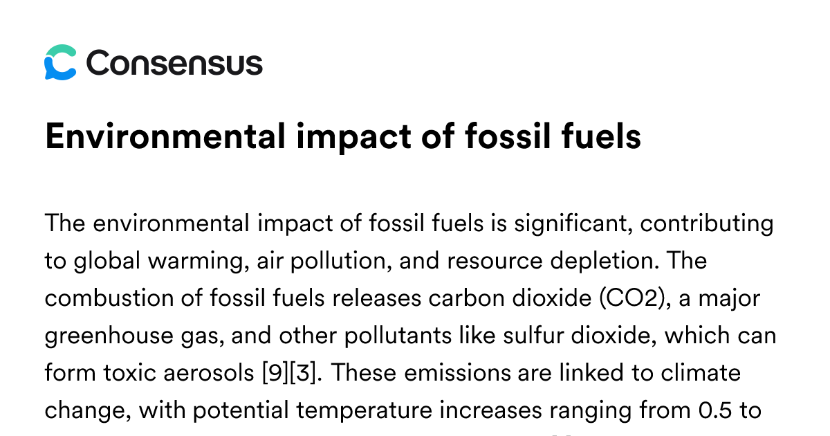 Environmental Impact Of Fossil Fuels - Consensus Academic Search Engine