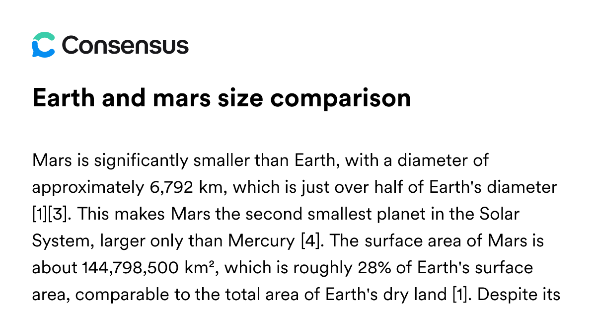 Earth And Mars Size Comparison - Consensus Academic Search Engine