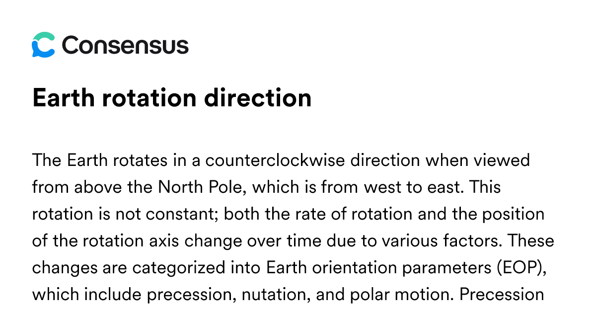 Earth Rotation Direction - Consensus Academic Search Engine