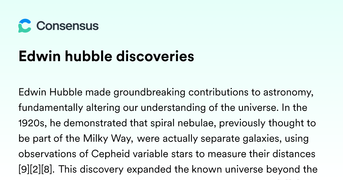 Edwin Hubble Discoveries Consensus Academic Search Engine 