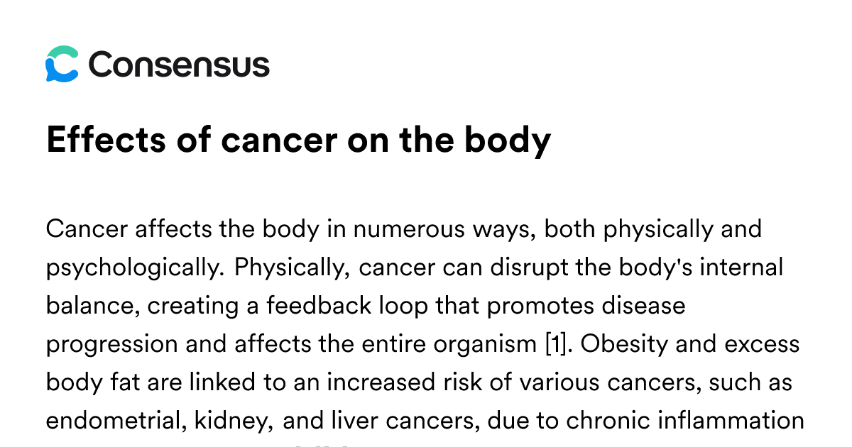 Effects Of Cancer On The Body - Consensus Academic Search Engine