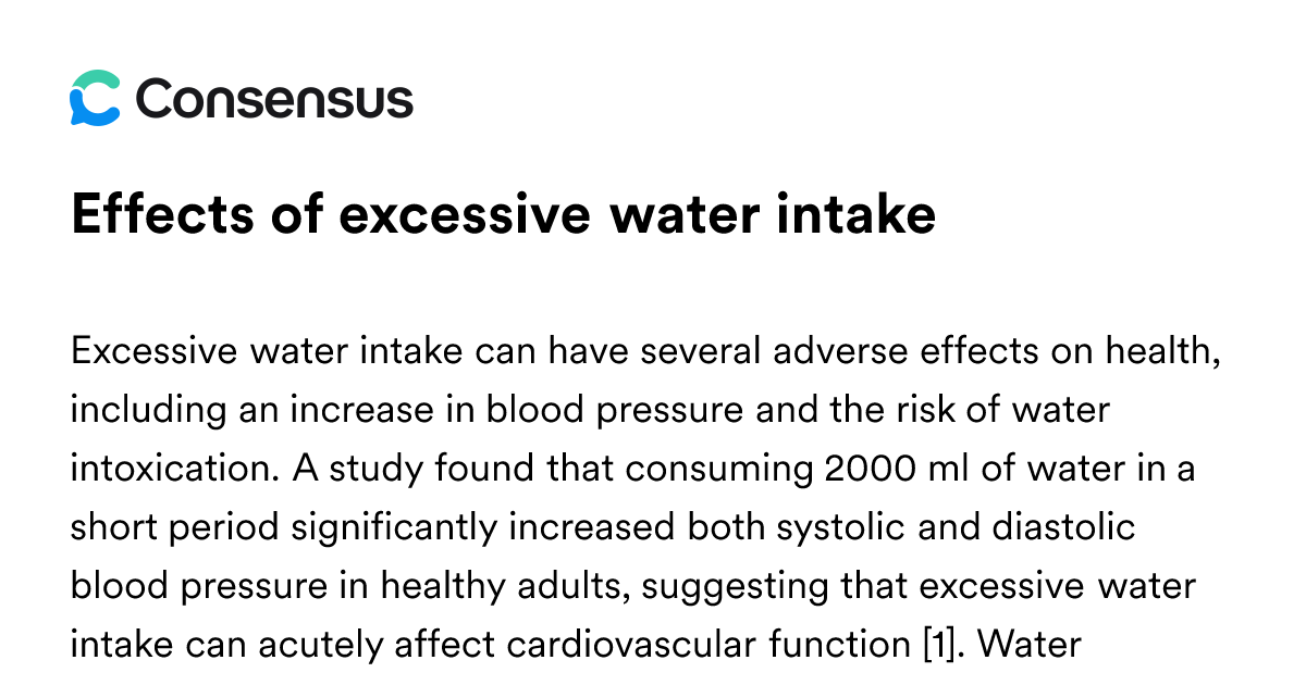 Effects Of Excessive Water Intake - Consensus Academic Search Engine