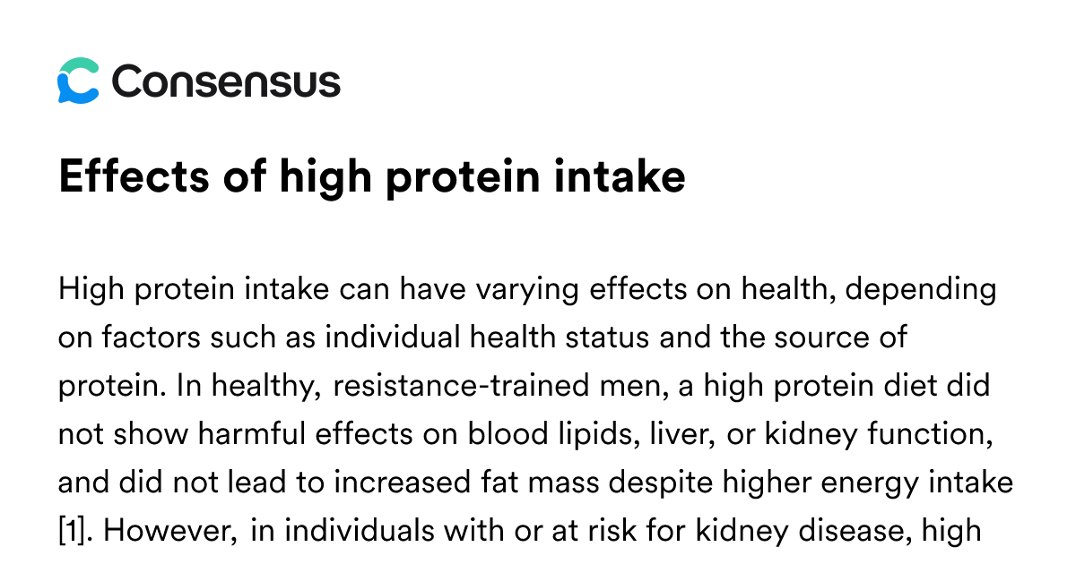 Effects Of High Protein Intake - Consensus Academic Search Engine
