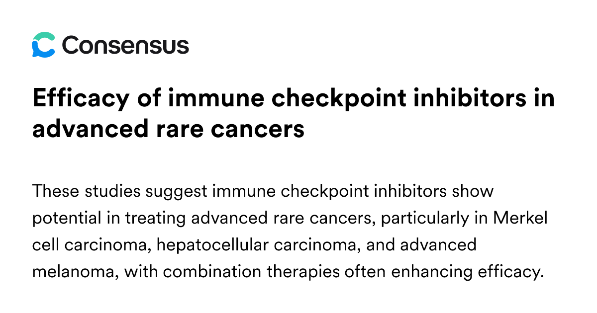 Efficacy Of Immune Checkpoint Inhibitors In Advanced Rare Cancers ...