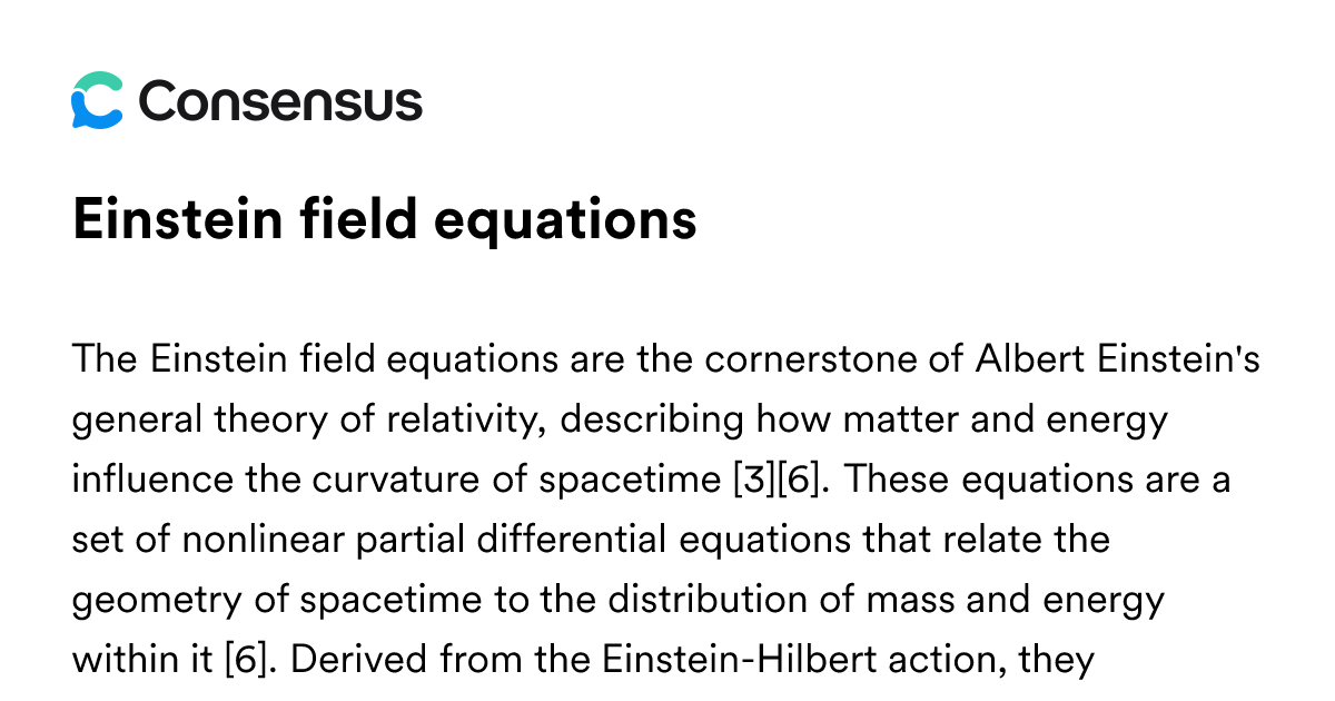 Einstein Field Equations - Consensus Academic Search Engine