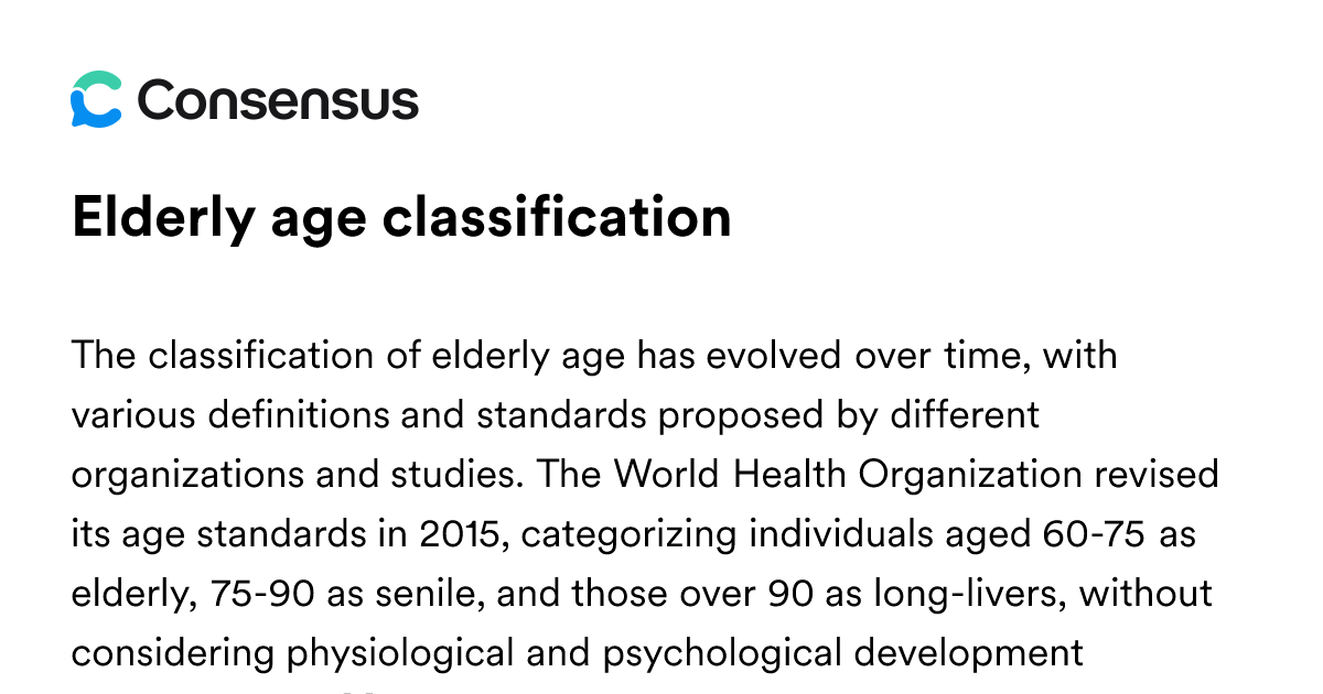 Elderly Age Classification - Consensus Academic Search Engine