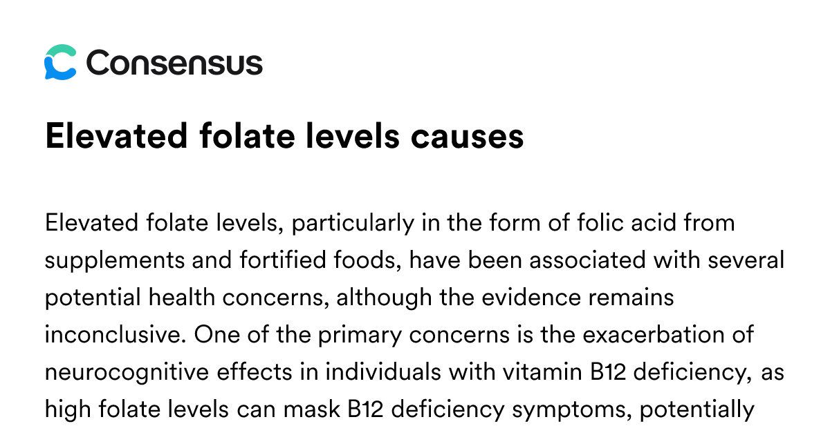 Elevated Folate Levels Causes - Consensus Academic Search Engine
