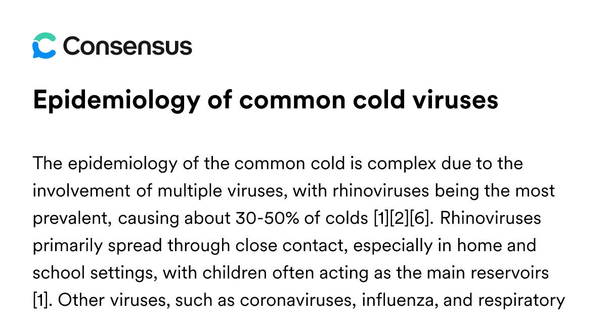 Epidemiology Of Common Cold Viruses - Consensus Academic Search Engine