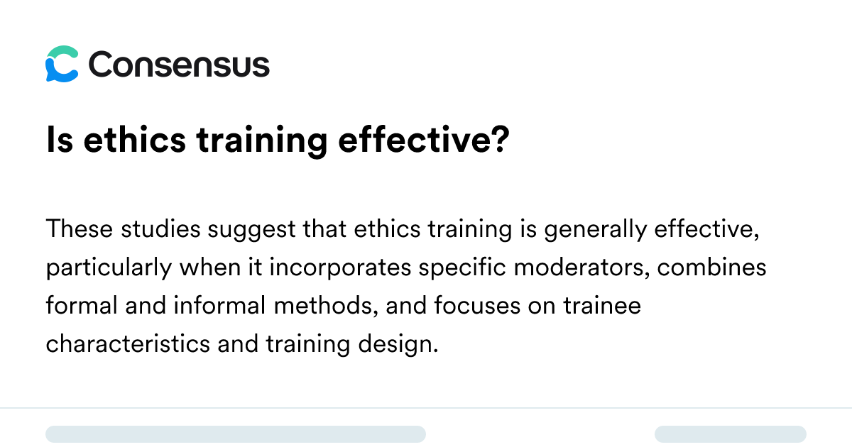 Is Ethics Training Effective? - Consensus Academic Search Engine