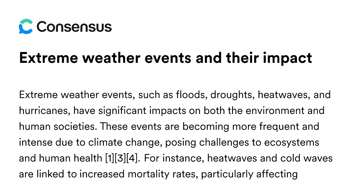 Extreme Weather Events And Their Impact - Consensus Academic Search Engine