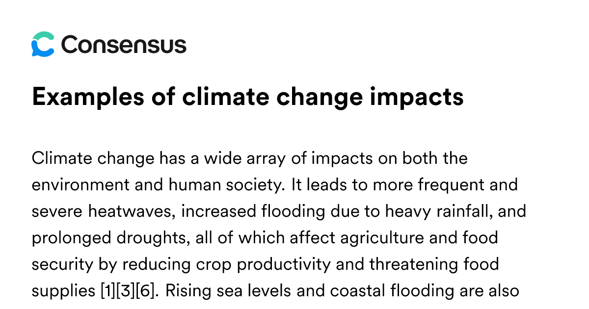 Examples Of Climate Change Impacts - Consensus Academic Search Engine