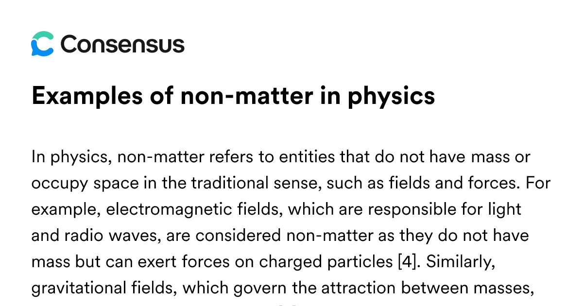 Examples Of Non-matter In Physics - Consensus Academic Search Engine