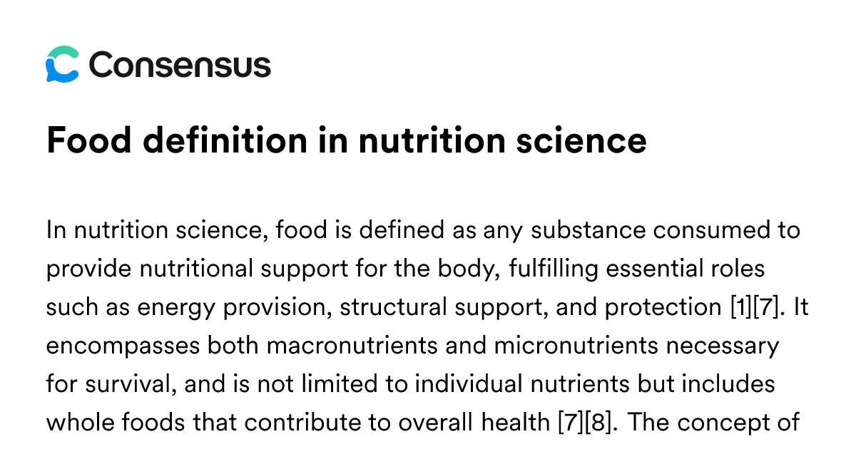 Food Definition In Nutrition Science - Consensus Academic Search Engine