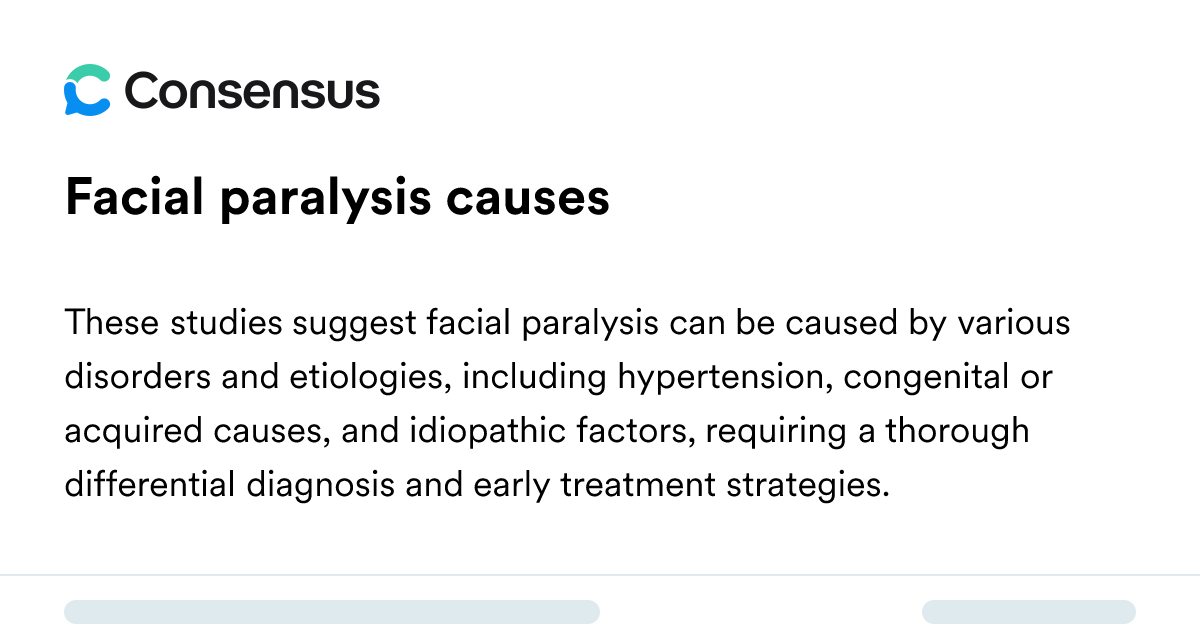 Facial Paralysis Causes - Consensus Academic Search Engine