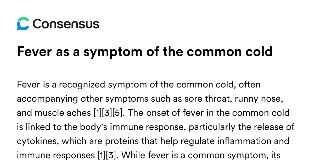 Fever As A Symptom Of The Common Cold - Consensus Academic Search Engine
