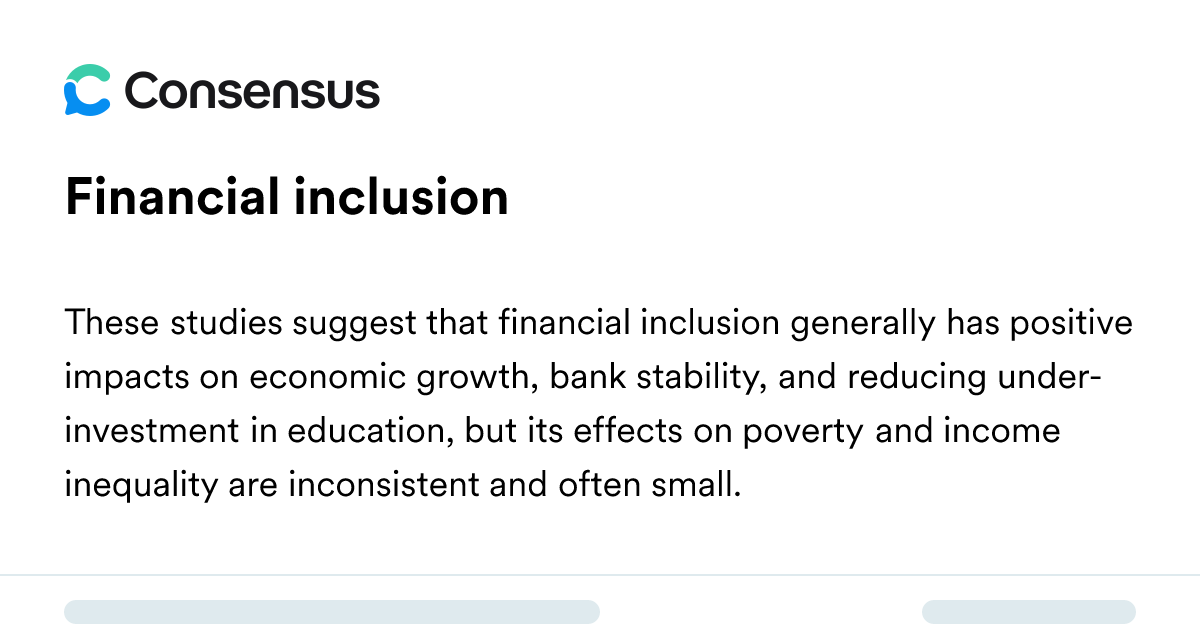 Financial Inclusion - Consensus Academic Search Engine