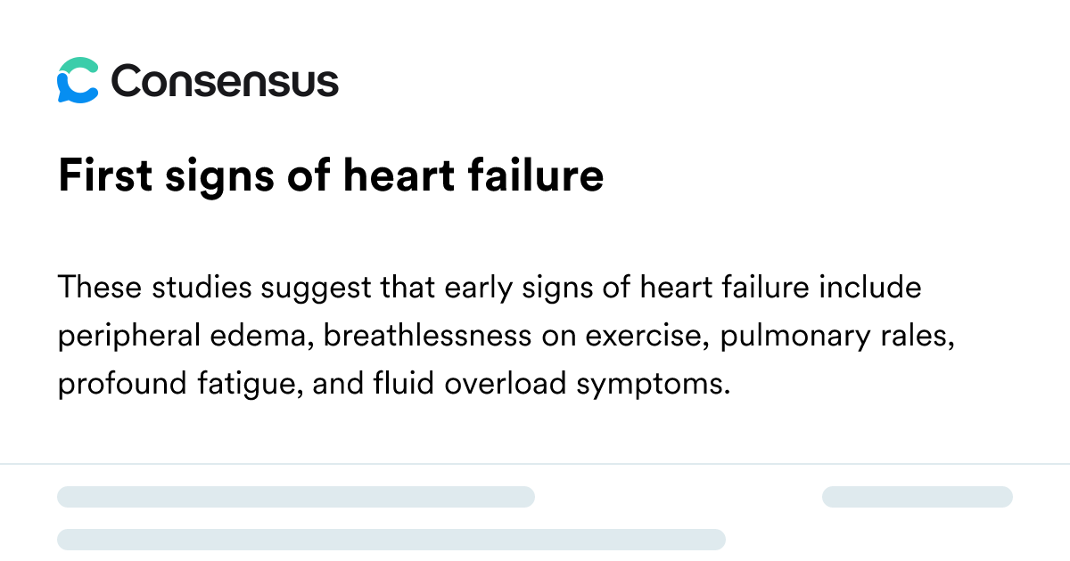 First Signs Of Heart Failure - Consensus Academic Search Engine
