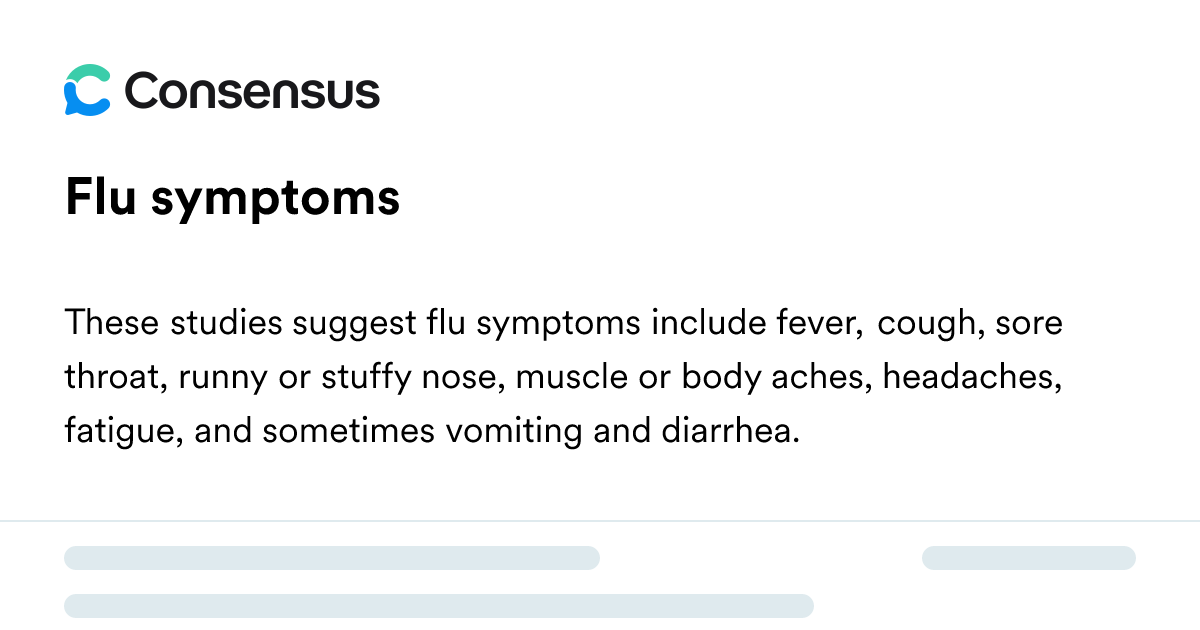 Flu Symptoms - Consensus Academic Search Engine