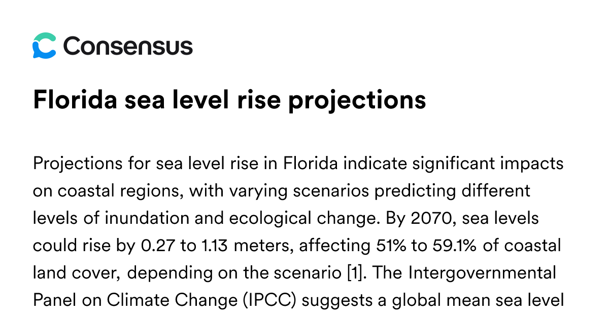 Florida Sea Level Rise Projections - Consensus Academic Search Engine